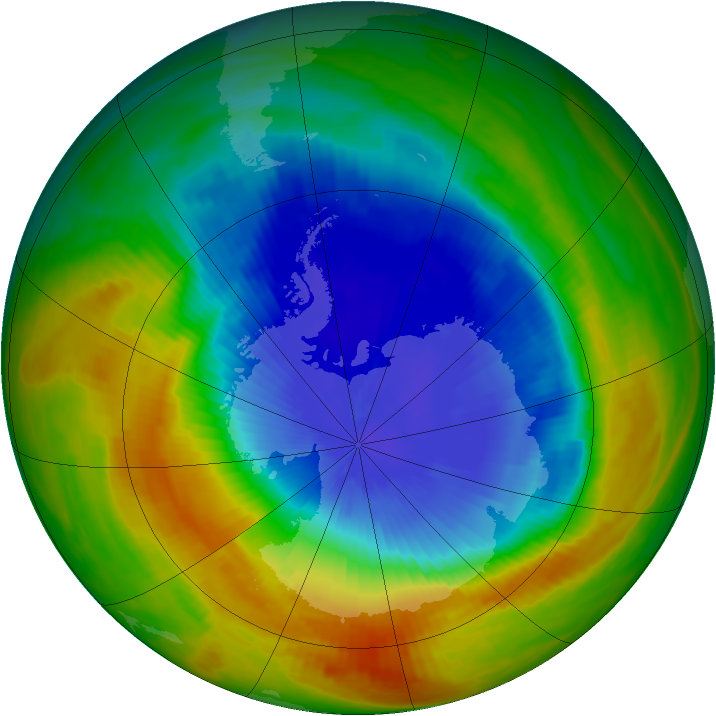 Antarctic ozone map for 29 October 1989